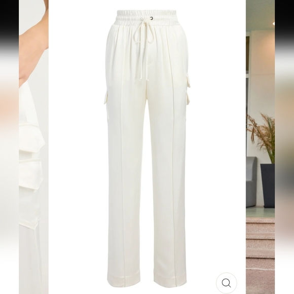 NWT$395 Cinq a Sept Sarie High Rise Cargo Pocket Ivory Track Pants Trousers Sz S - Picture 4 of 16